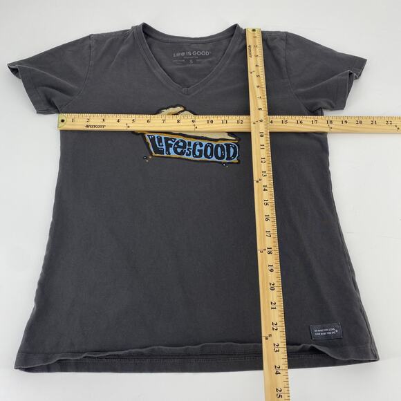 Life is good shirt womens size small  slice of pie crusher tee gray - Picture 7 of 9